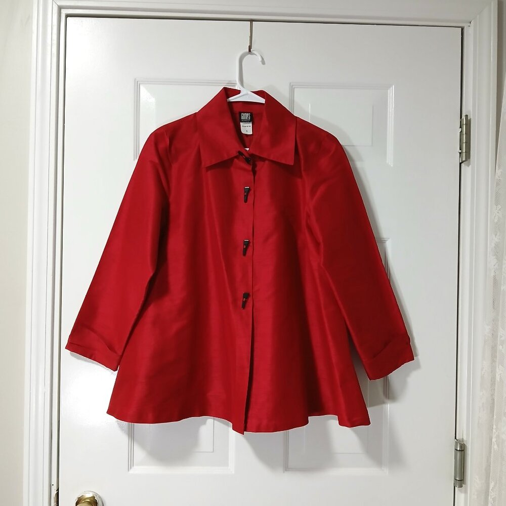 Gump's San Francisco Cherry Red Silk Blend Blazer Jacket Size Medium
